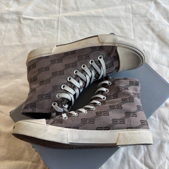 Balenciaga Paris High Top Sneakers Shoes Size 40 7 Men's BB Monogram NEW W/ BOX - Picture 1 of 10